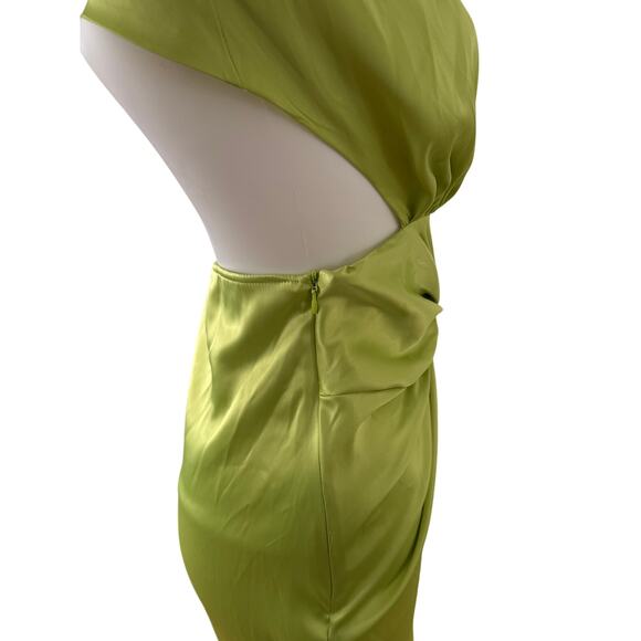 Mew Mews Fashion Deep V Neck Backless Ruched Twist Front Midi Dress S Neon green - Picture 8 of 11
